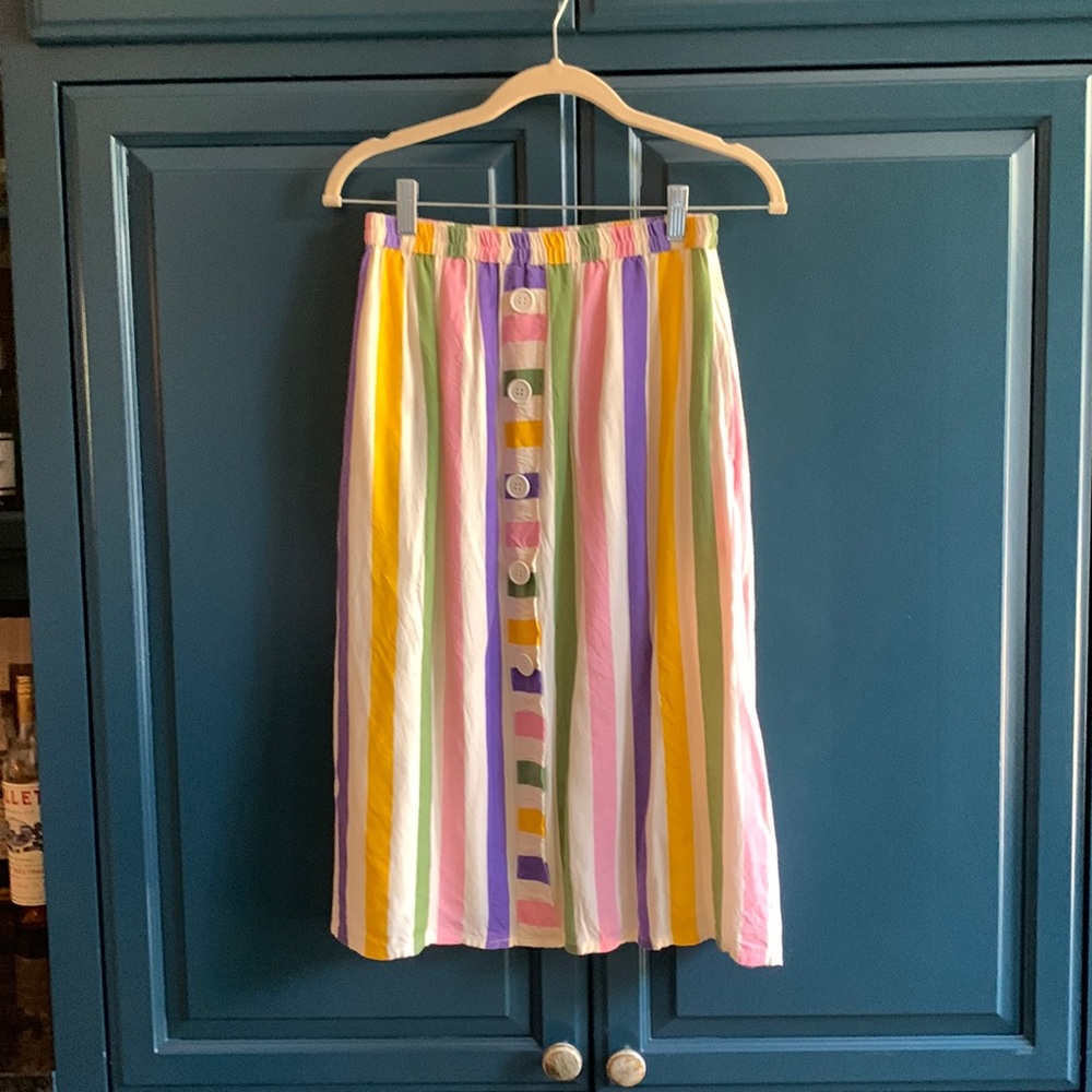 Pastel striped midi skirt by compañia fantastica size small
